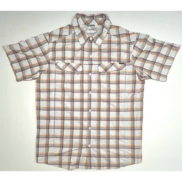 Columbia Other - COLUMBIA Mens XL Omni-Shade Sun Protection Orange Gray Plaid S/S Button-Up SHIRT